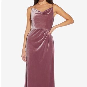 Adrianna Papell Cowl Neck Velvet Gown Antique Rose
